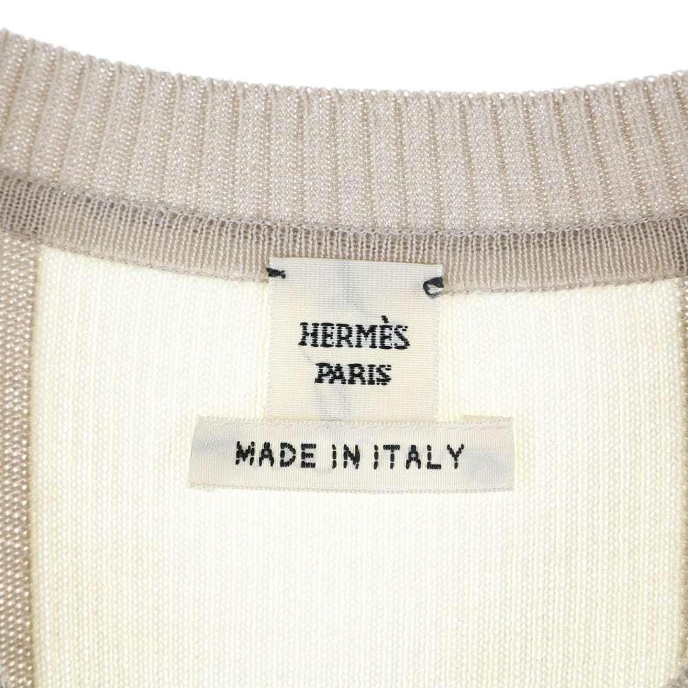 HERMES(エルメス) ブリッド ドゥ ガラ ツイルレーヌ シルク切替 長袖ニットセーター レディース マルチ