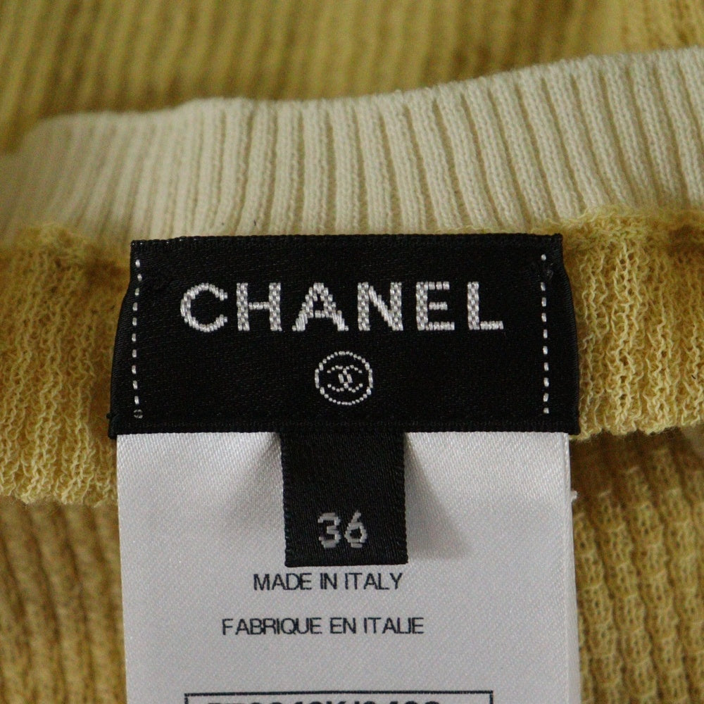 CHANEL(シャネル) 22P ラインストーンココマーク コットン 半袖ニットセーター イエロー レディース P72249