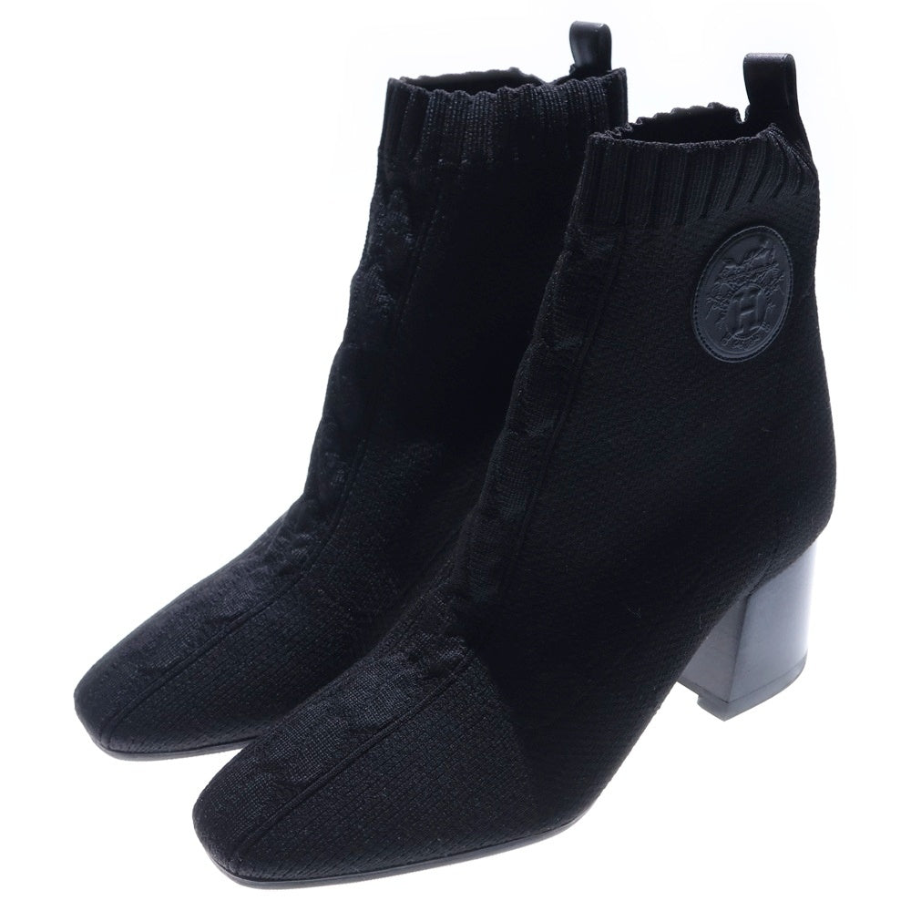 HERMES(エルメス) ヴォルヴェール ニット ショートブーツ ブラック レディース