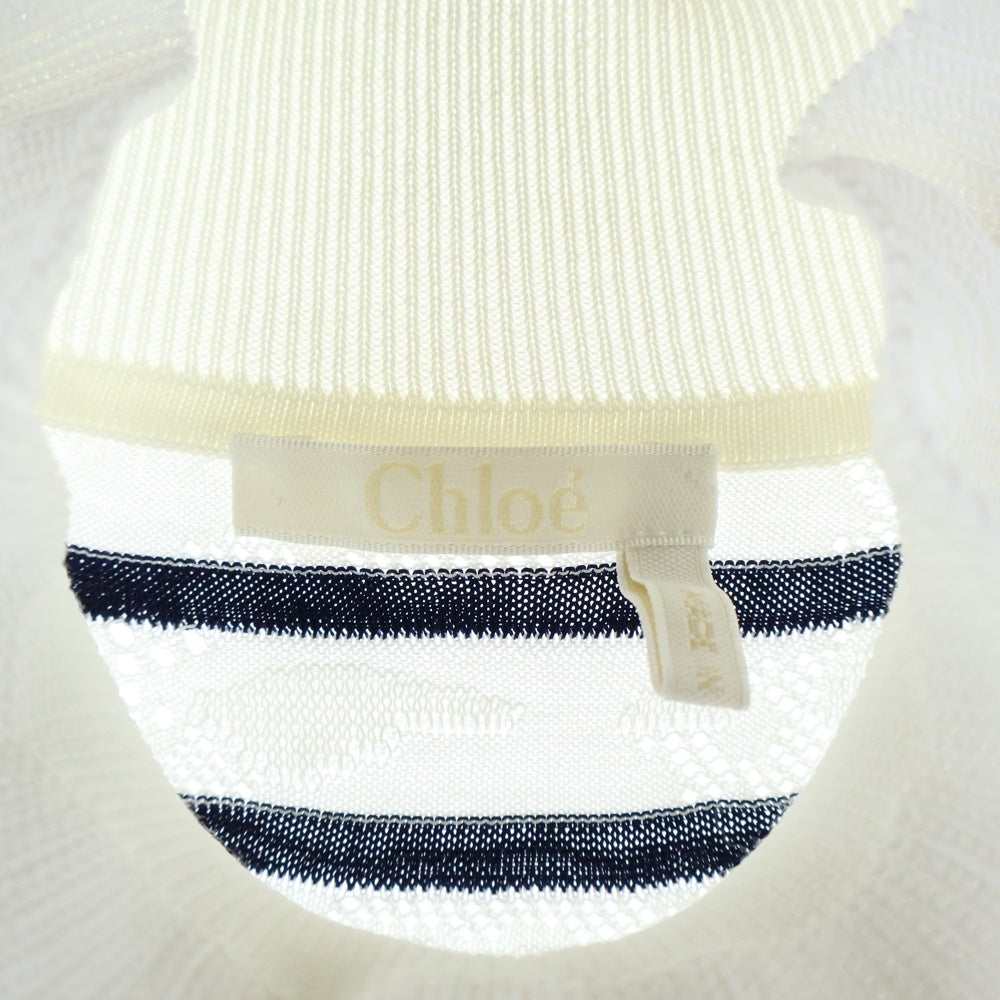 Chloe(クロエ) ボーダー コットン長袖カットソー レディース ホワイト/ネイビー