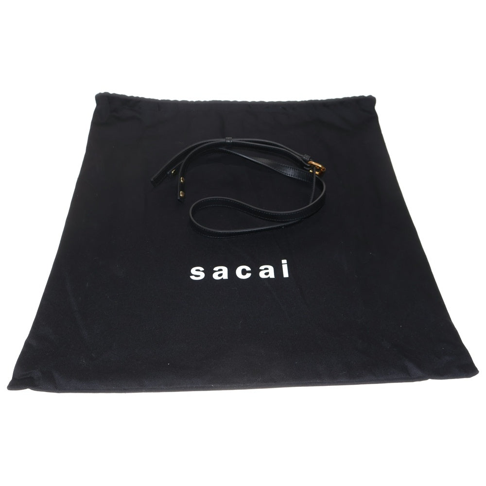 Sacai(サカイ) ロゴプリント 2way レザーショッパーバッグ トートバッグ ショルダーバッグ ホワイト