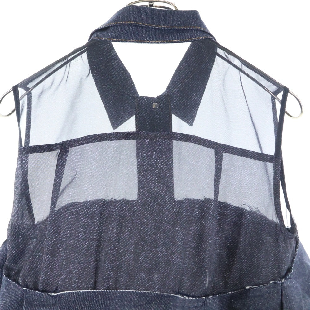 Sacai(サカイ) 25SS Denim Mix Shirt デニムミックスシャツ ドッキング インディゴ レディース 25-07715