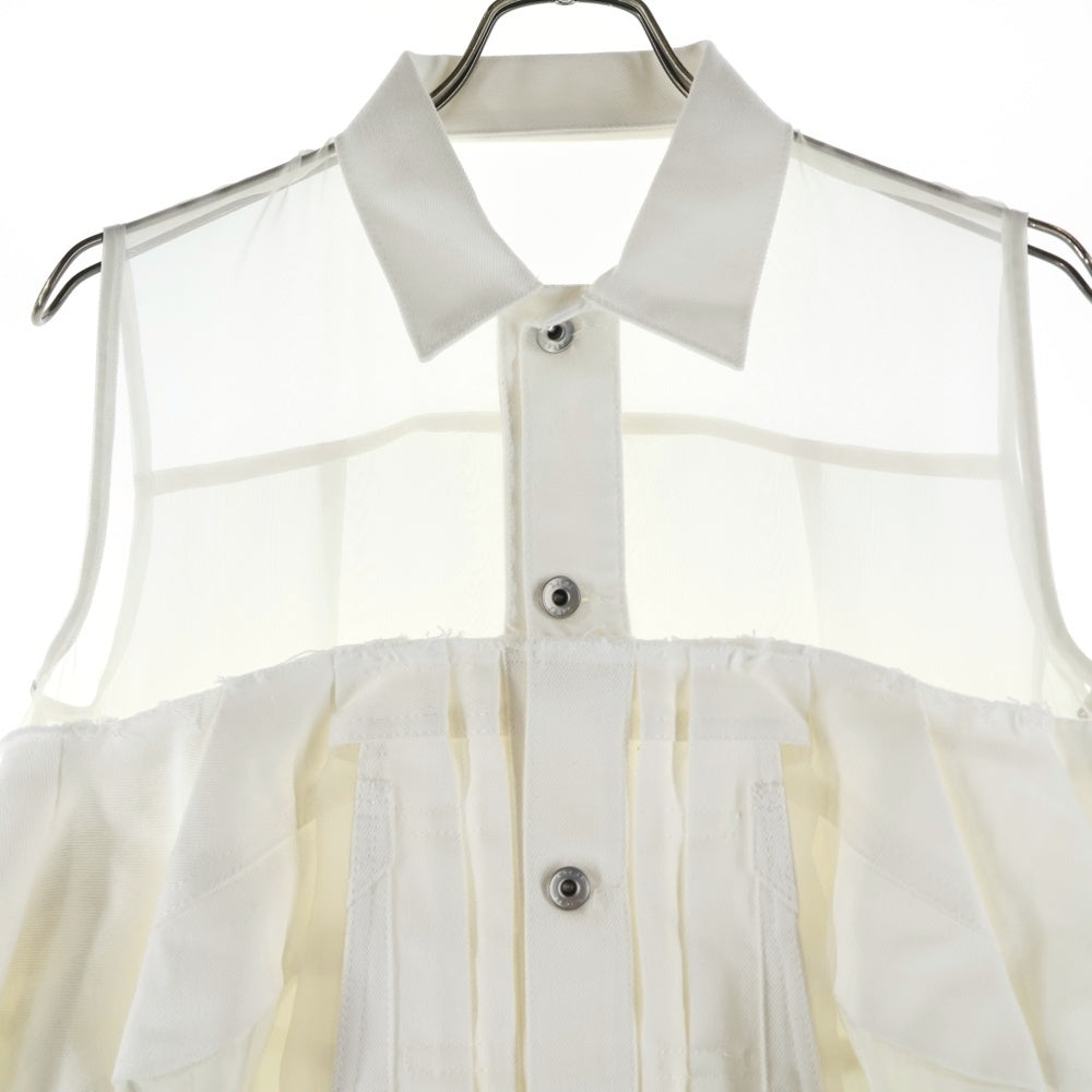 Sacai(サカイ) 25SS Denim Mix Shirt デニムミックスシャツ ドッキング ホワイト レディース 25-07715