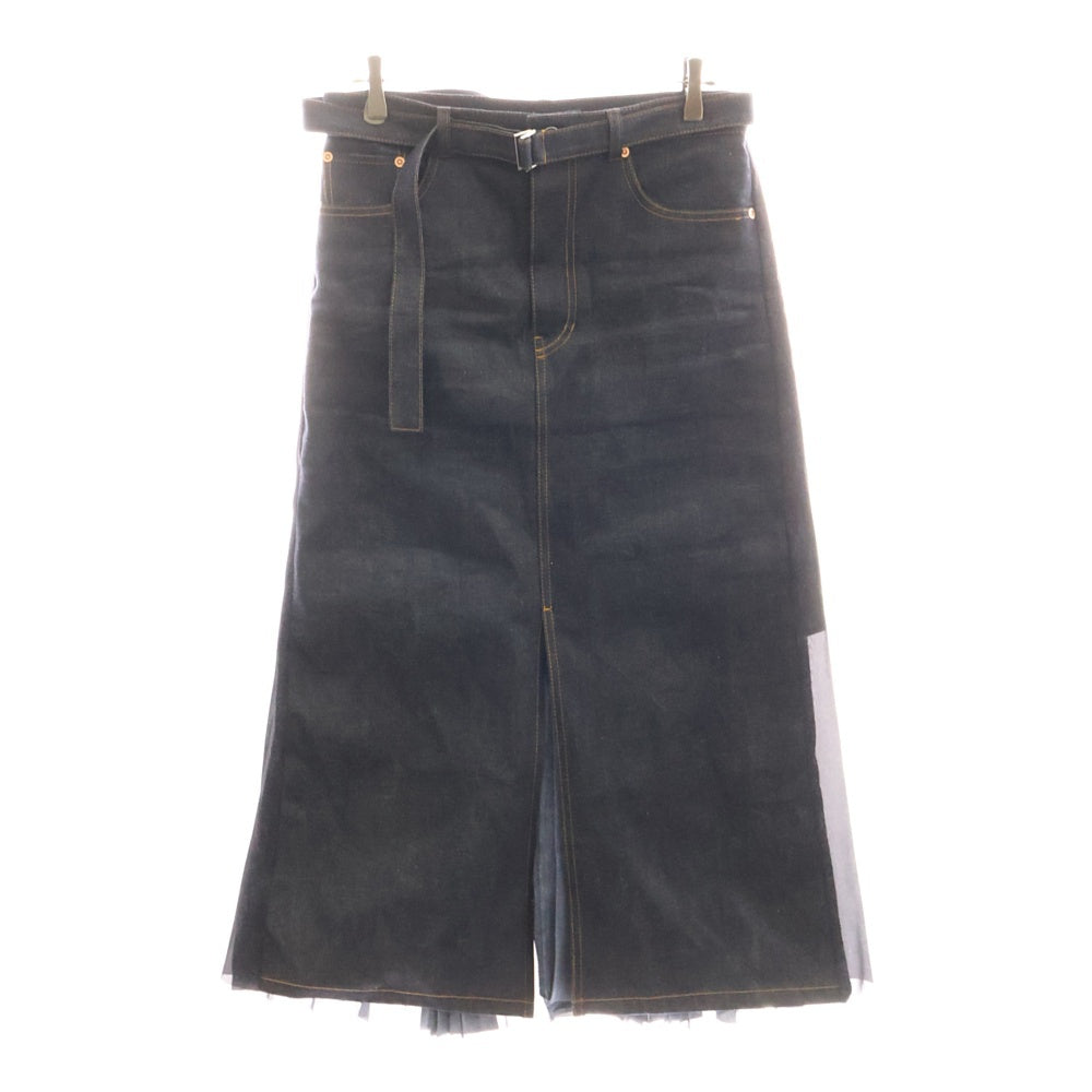 Sacai(サカイ) 25SS DENIM SKIRT デニムドッキング プリーツスカート インディゴ レディース 25-07829