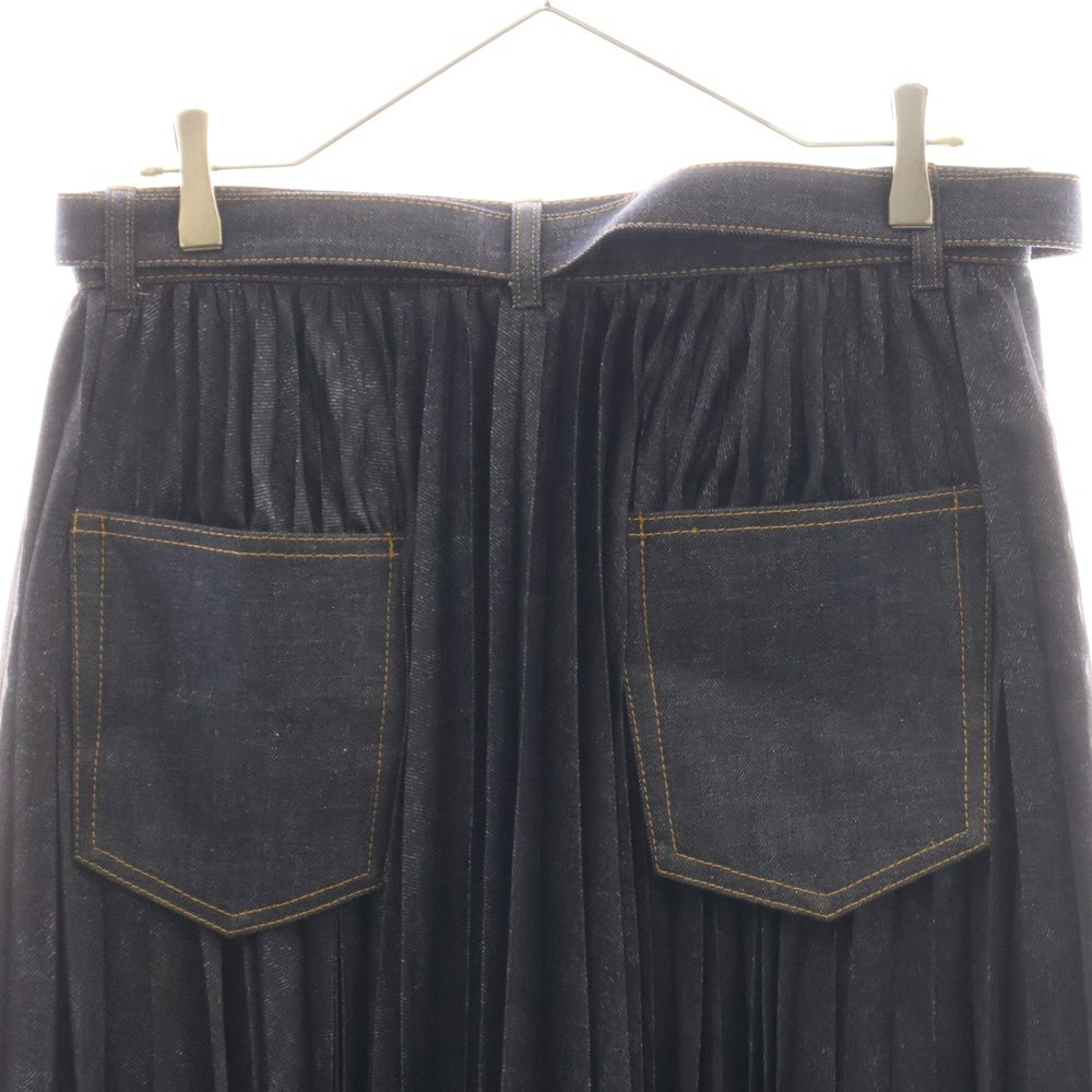 Sacai(サカイ) 25SS DENIM SKIRT デニムドッキング プリーツスカート インディゴ レディース 25-07829