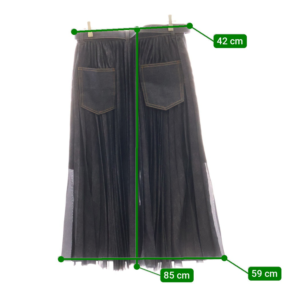 Sacai(サカイ) 25SS DENIM SKIRT デニムドッキング プリーツスカート インディゴ レディース 25-07829