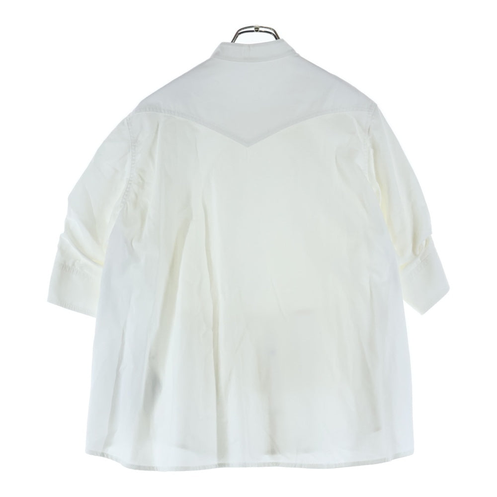 Sacai(サカイ) 25SS POPELINE X KNIT PULLOVER ポプリン ニットドッキング 半袖ニットセーター レディース ホワイト 25-07722