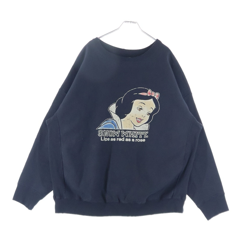 BOWWOW(バウワウ) 23AW ×Disney SNOW WHITE SWEAT SHIRTS BW2302-SWSS スノーホワイト 白雪姫 フロントプリント クルーネックスウェット トレーナー ブラック