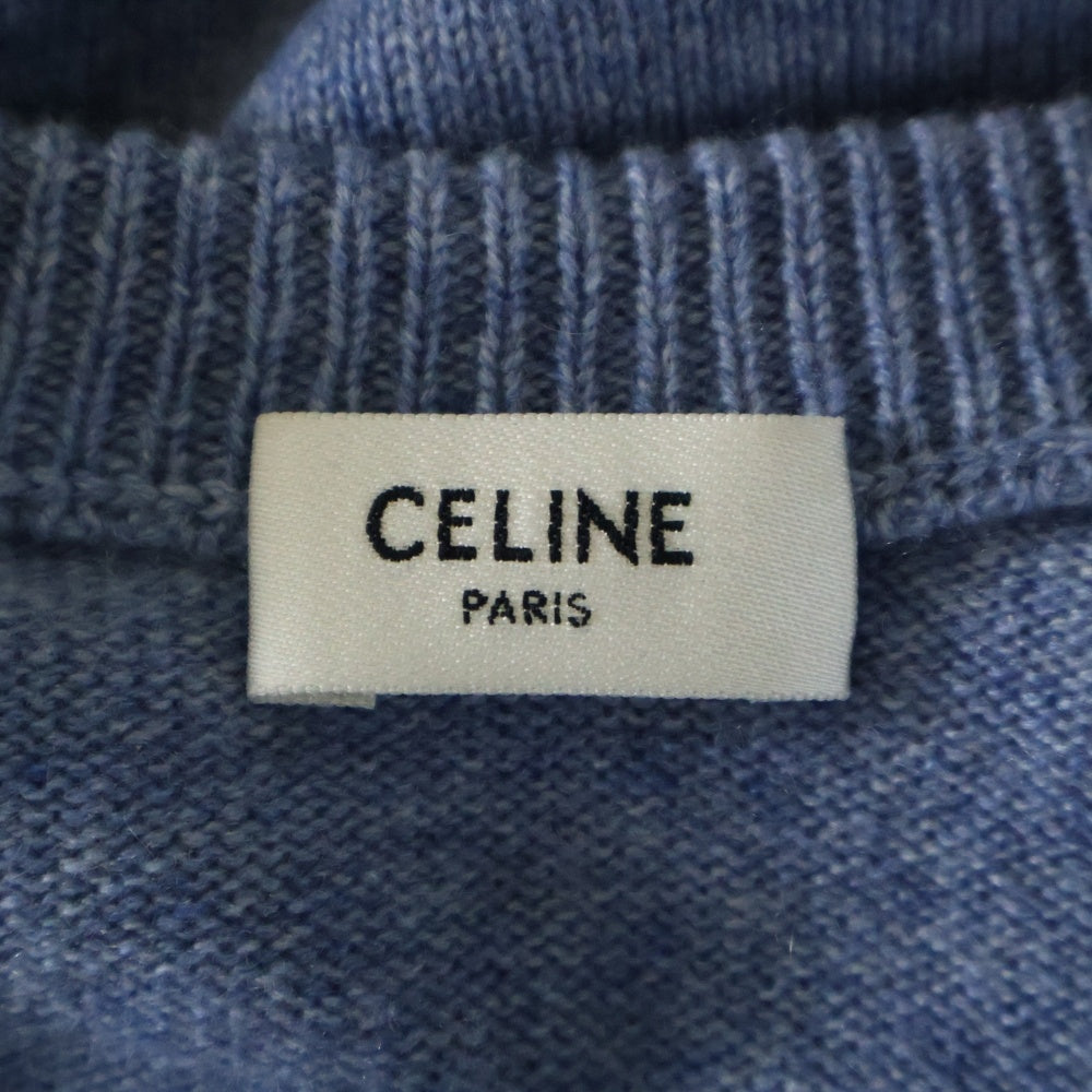 CELINE(セリーヌ) Vネックカシミヤニットセーター ブルー 3ZD6207