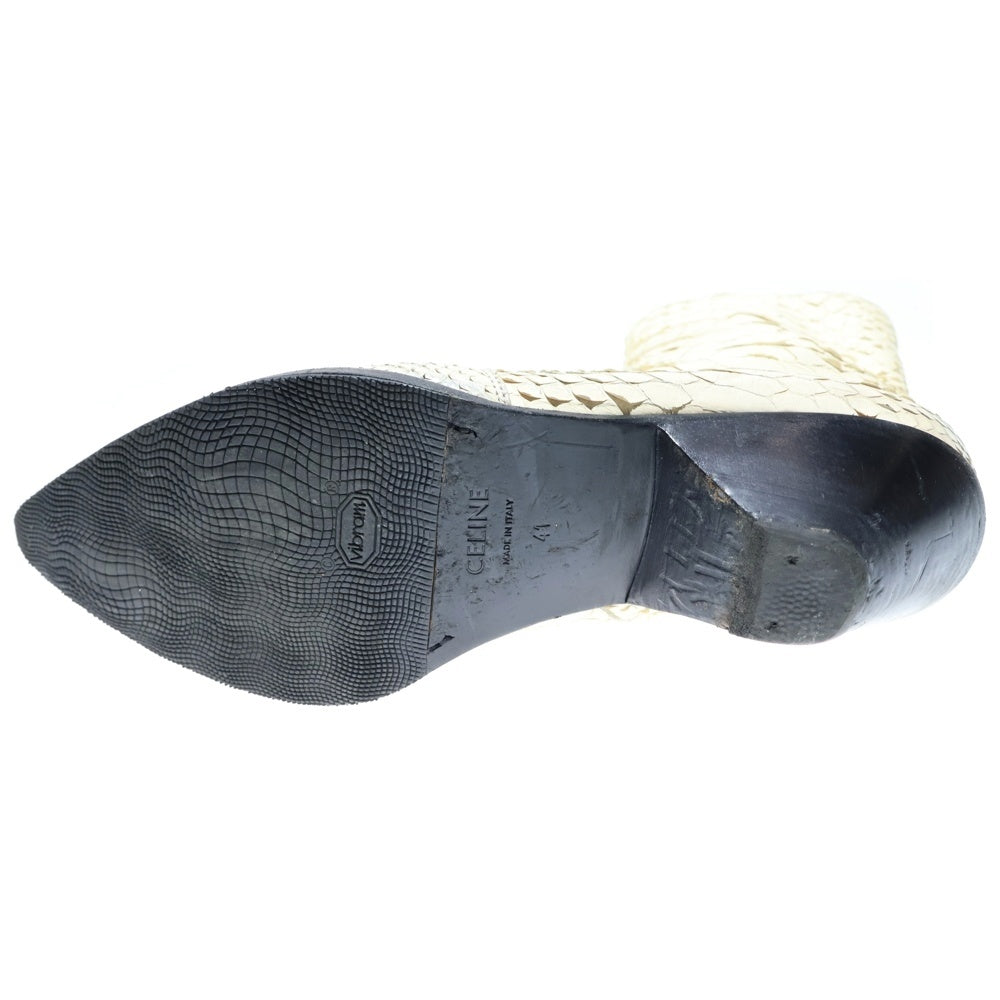 CELINE(セリーヌ) サイドジップ パイソンレザー ショートブーツ アイボリー