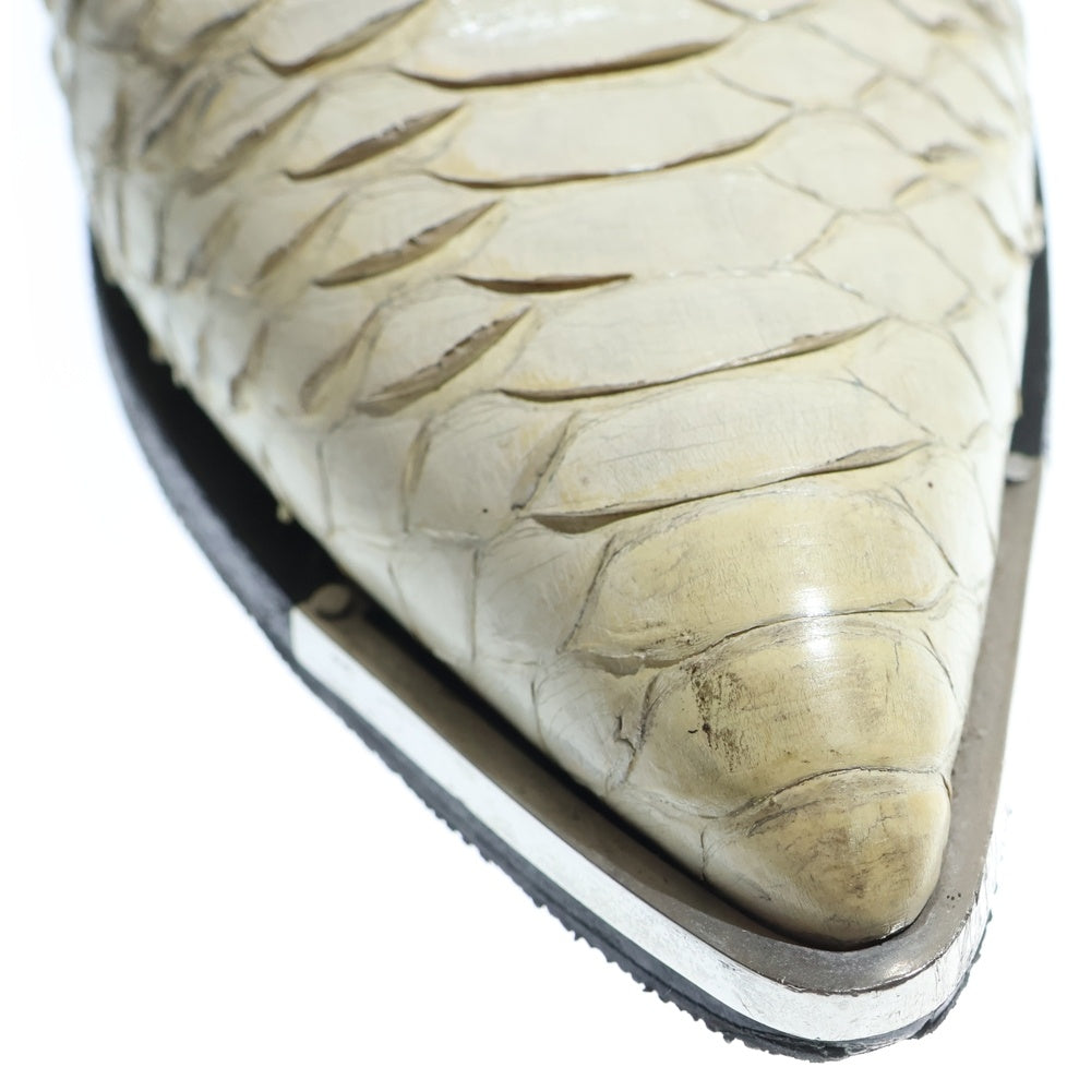 CELINE(セリーヌ) サイドジップ パイソンレザー ショートブーツ アイボリー