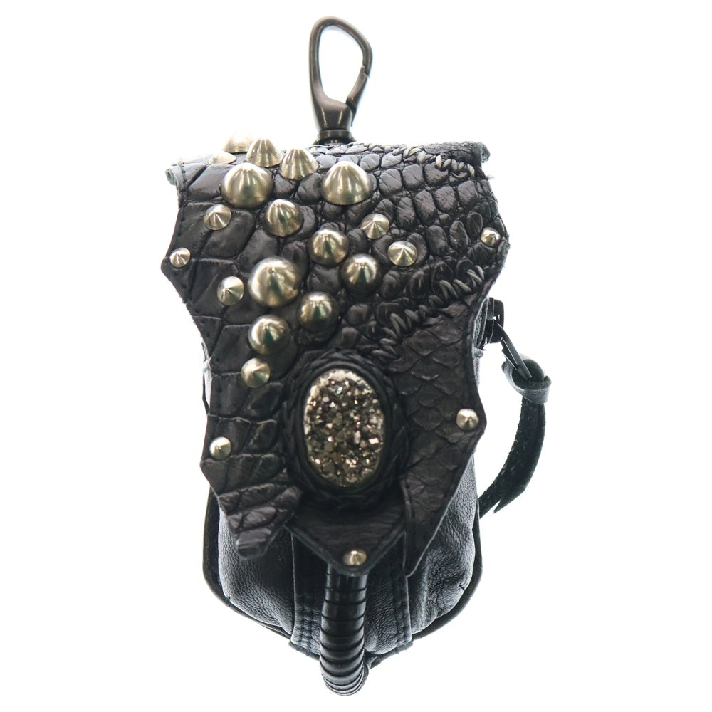 KMRii(ケムリ) レザースタッズ ウエストポーチ ブラック