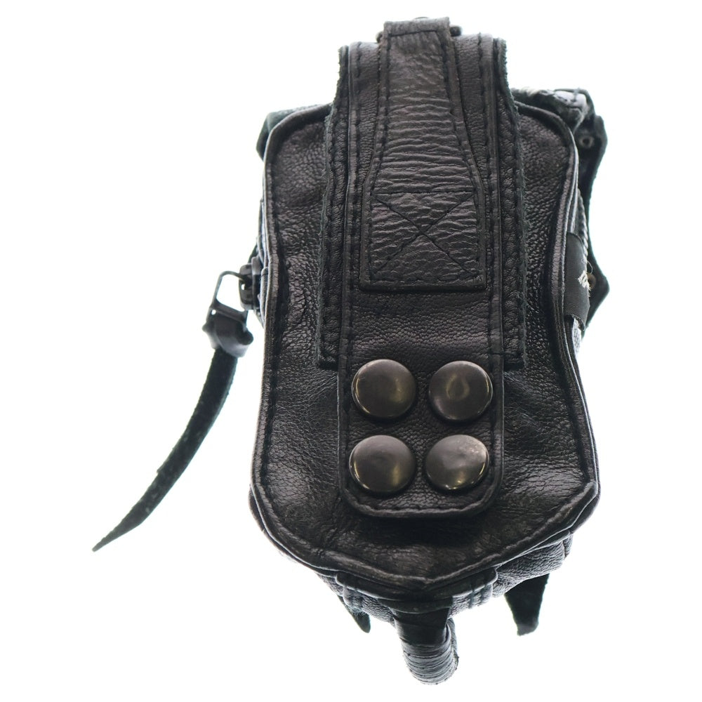 KMRii(ケムリ) レザースタッズ ウエストポーチ ブラック