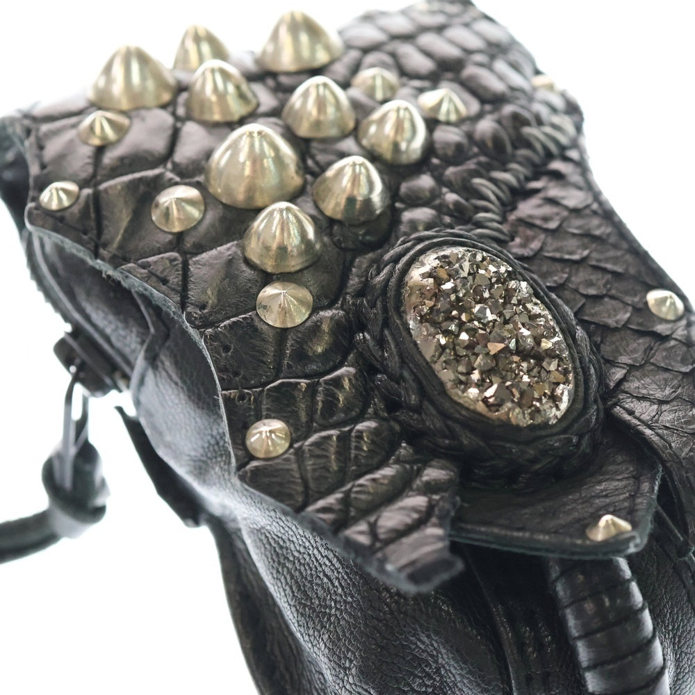 KMRii(ケムリ) レザースタッズ ウエストポーチ ブラック