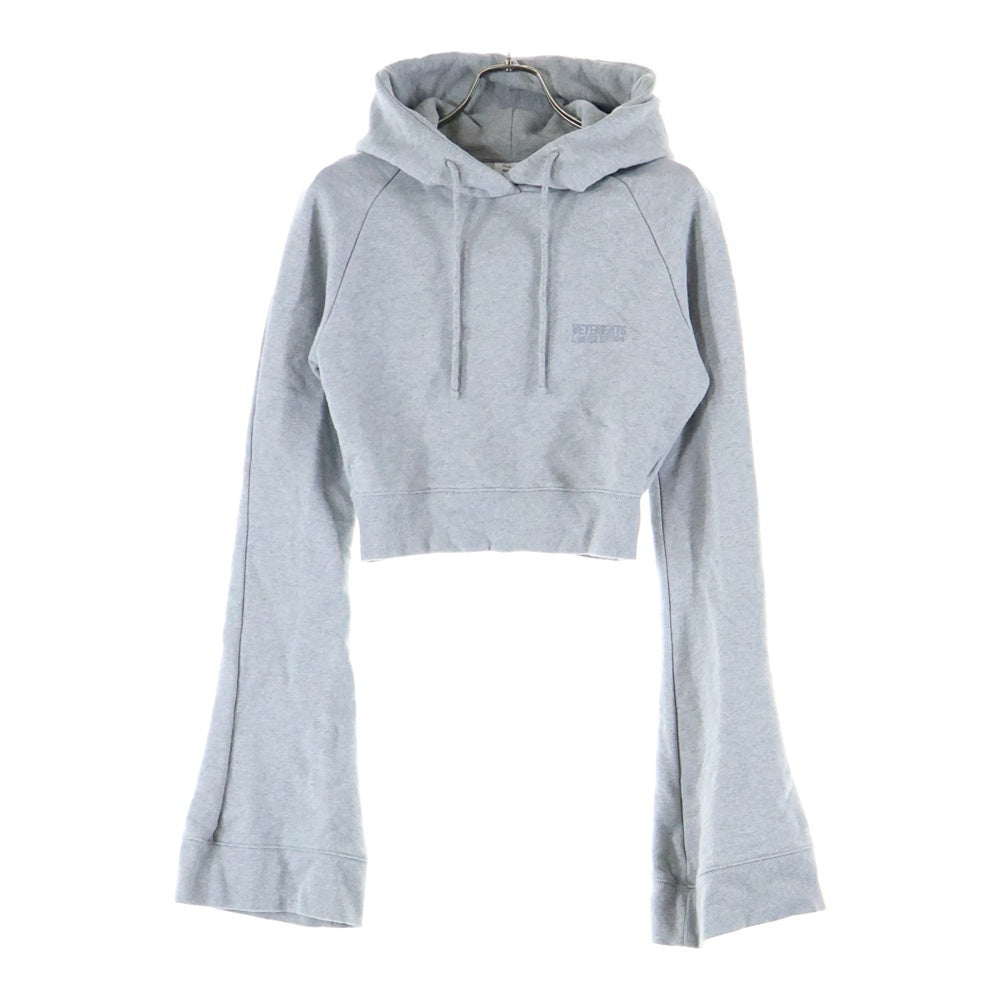 VETEMENTS(ヴェトモン) 24SS Flared Sleeve Cropped Hoodie ショートフーディ フレアロングスリーブ グレー