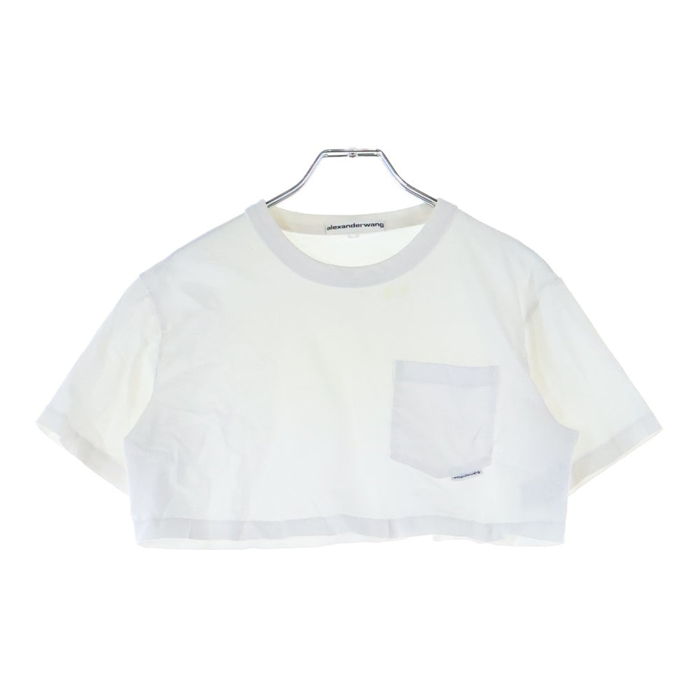 ALEXANDER WANG(アレキサンダーワン) ロゴ ショート丈 クロップド 半袖カットソー Tシャツ ホワイト レディース