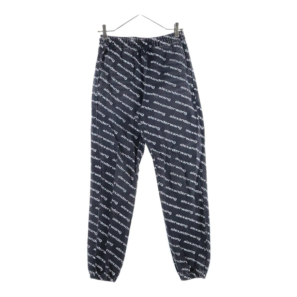 ALEXANDER WANG(アレキサンダーワン) ロゴ総柄 ジョガーデニムパンツ ブラック/ホワイト
