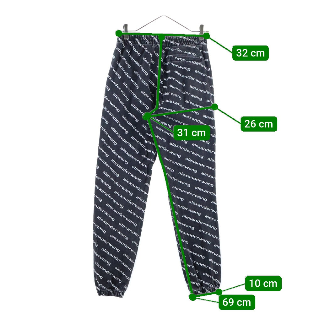 ALEXANDER WANG(アレキサンダーワン) ロゴ総柄 ジョガーデニムパンツ ブラック/ホワイト