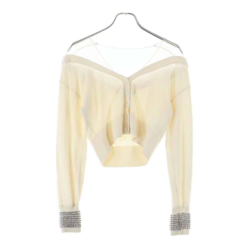 ALEXANDER WANG(アレキサンダーワン) 袖ビジュー ニットカーディガン アイボリー レディース