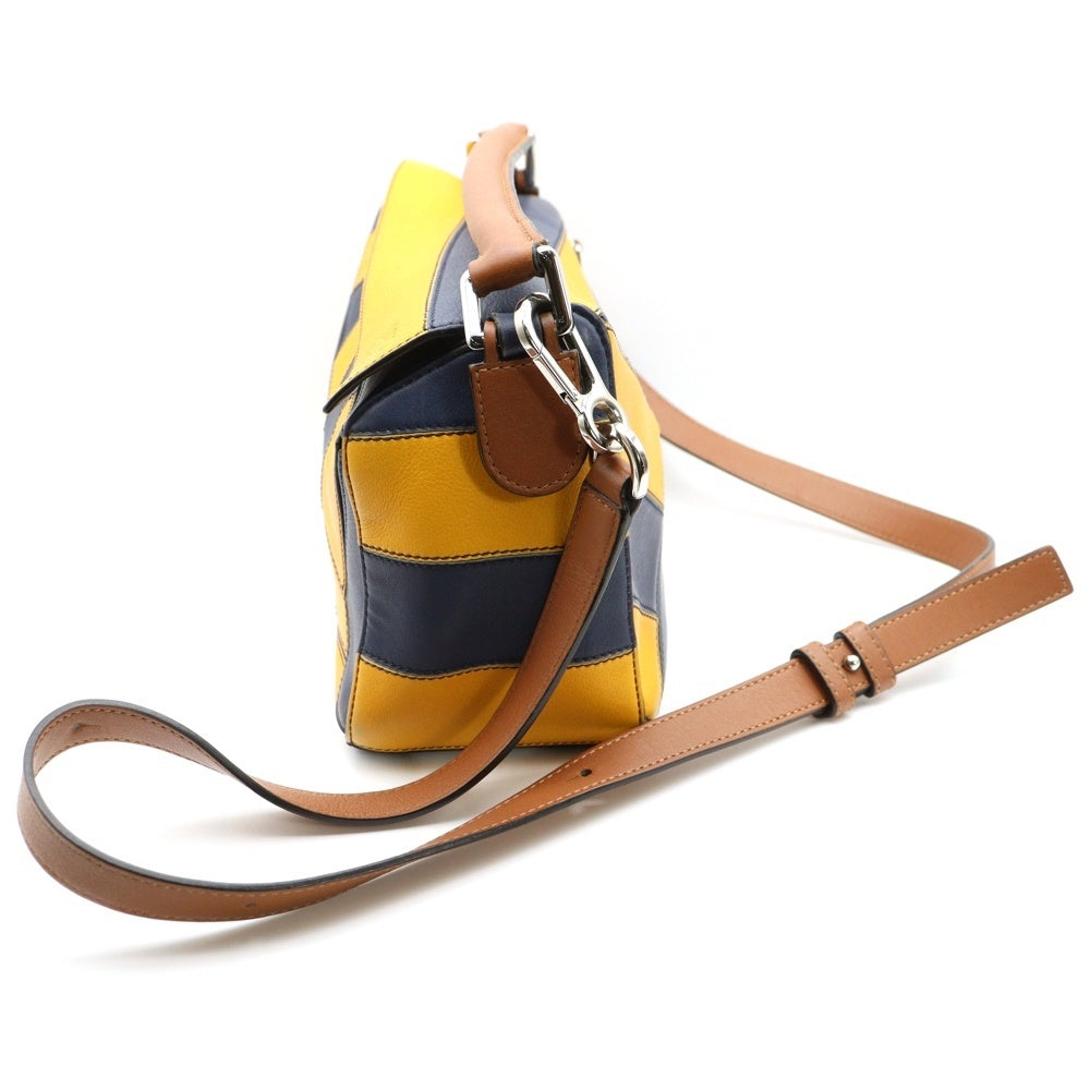 LOEWE(ロエベ) パズルバッグ 2WAY レザーハンドバッグ ショルダーバッグ スモール イエロー/ネイビー