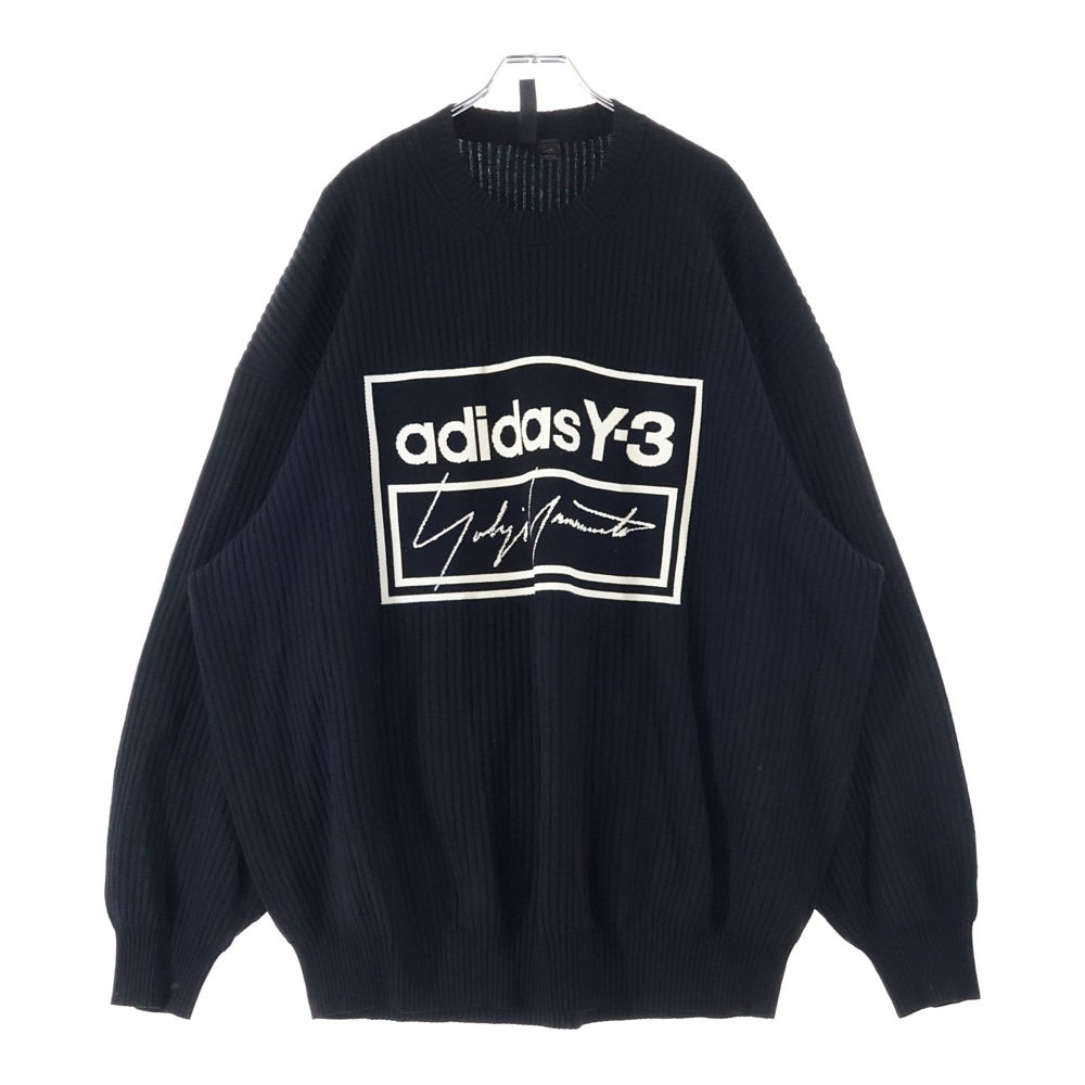 Y-3(ワイスリー) U TECH KNIT CREW SWEATER ロゴ クルーネック長袖ニット セーター ブラック