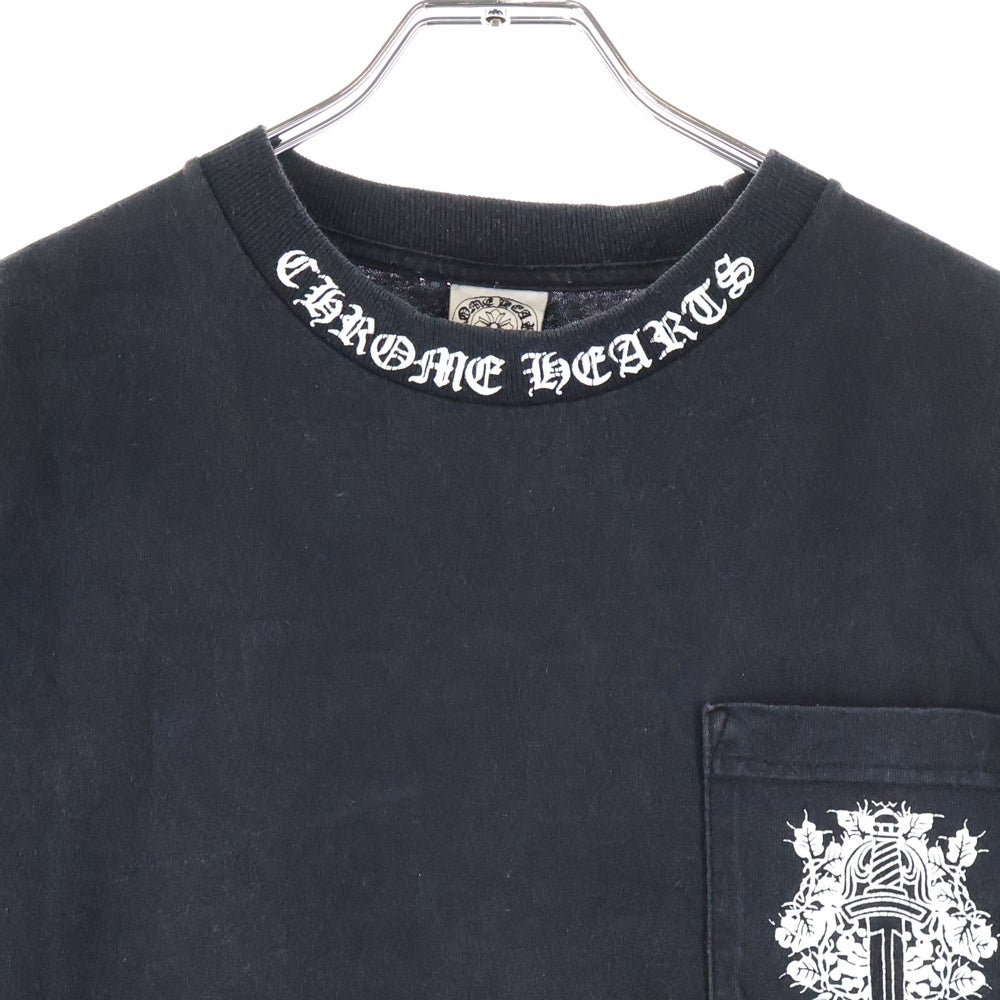 CHROME HEARTS(クロムハーツ) OLD オールドモデル バックホースシュー ダガープリントポケット 半袖Tシャツ カットソー ブラック
