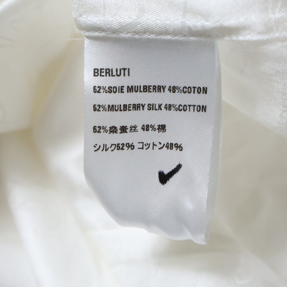 Berluti(ベルルッティ) Cotton Silk Scritto Andy Shirt コットンシルク アンディ スクリットパターン シャツ 長袖シャツ ホワイト R26HTL85SBGP