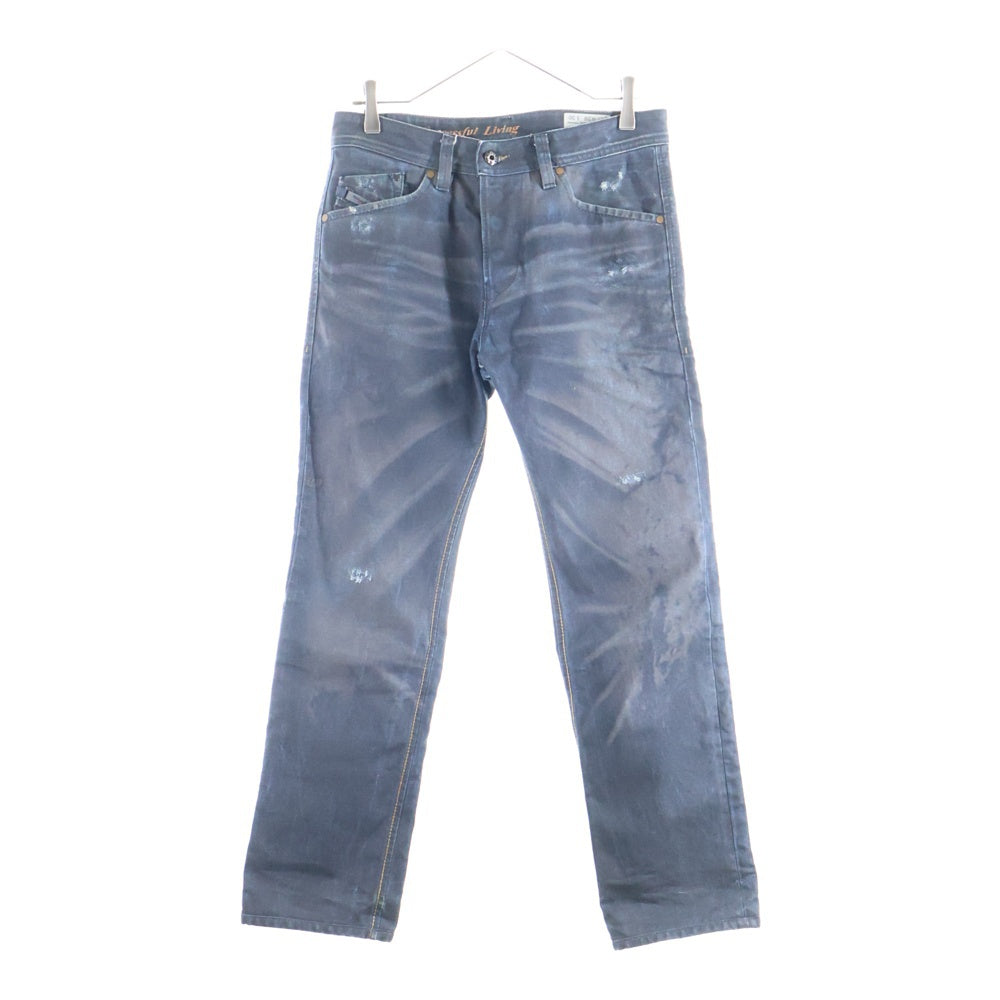 DIESEL(ディーゼル) DARRON ダメージ加工 ストレートデニムパンツ インディゴ