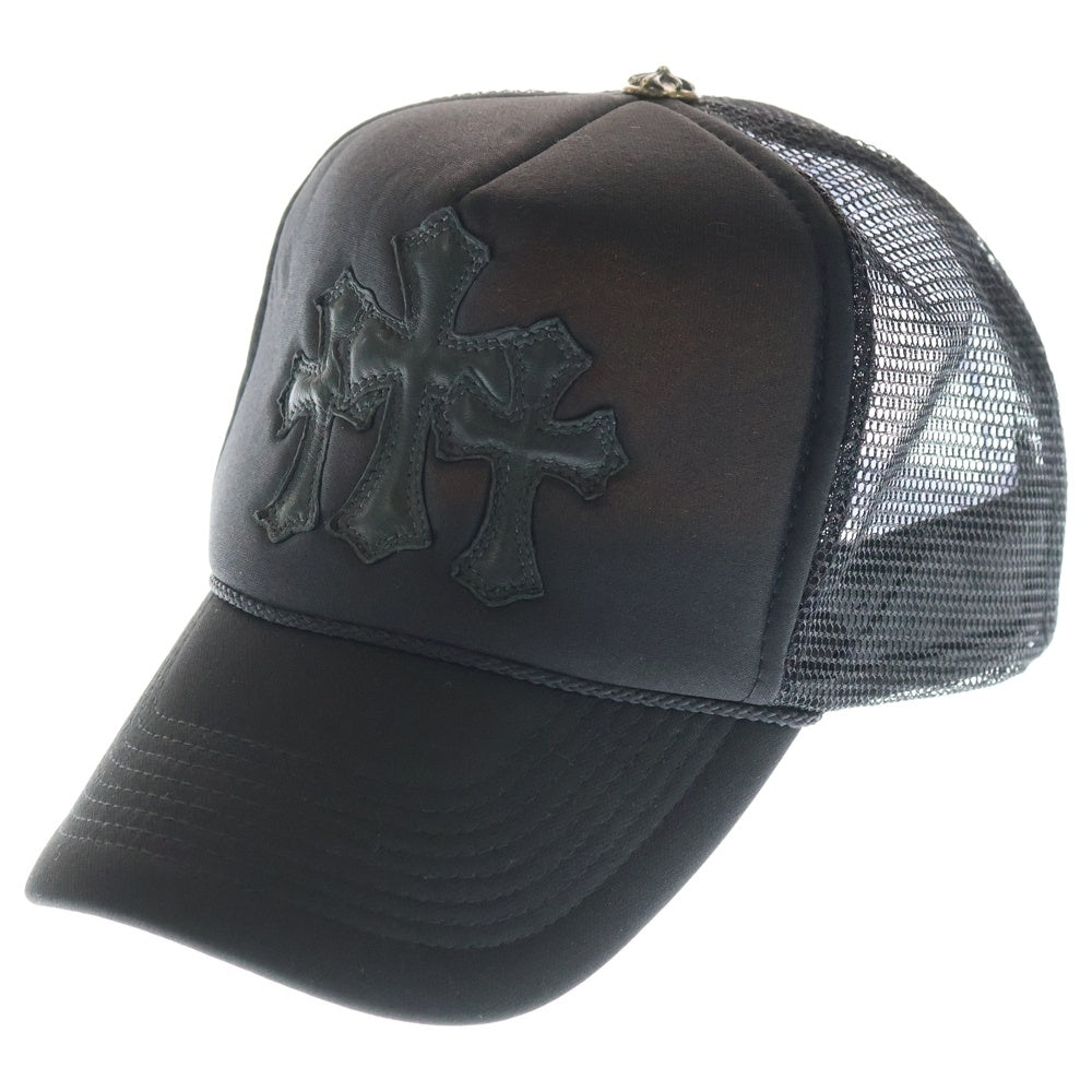 CHROME HEARTS(クロムハーツ) Cemetery Cross Patch Trucker Cap セメタリークロスパッチトラッカーキャップ ベースボールキャップ クロスボール 帽子 ブラック
