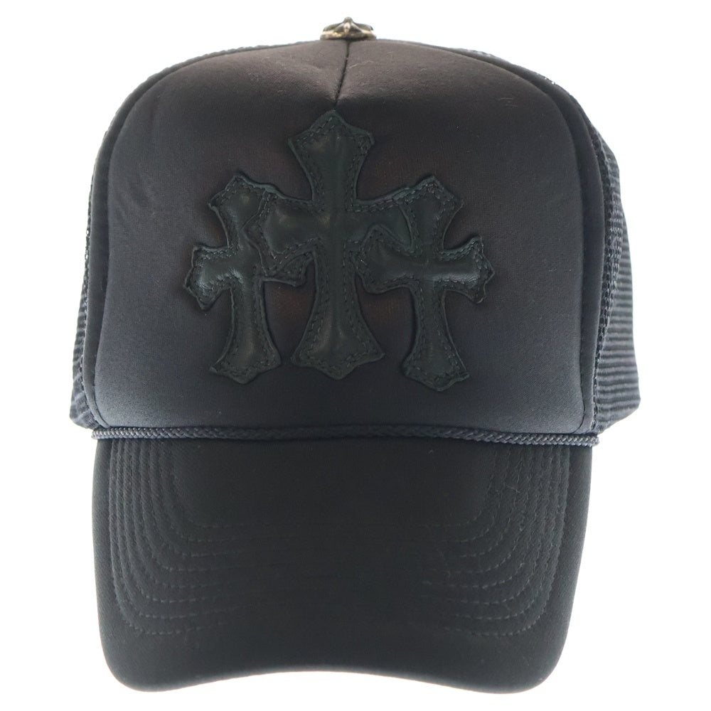 CHROME HEARTS(クロムハーツ) Cemetery Cross Patch Trucker Cap セメタリークロスパッチトラッカーキャップ ベースボールキャップ クロスボール 帽子 ブラック
