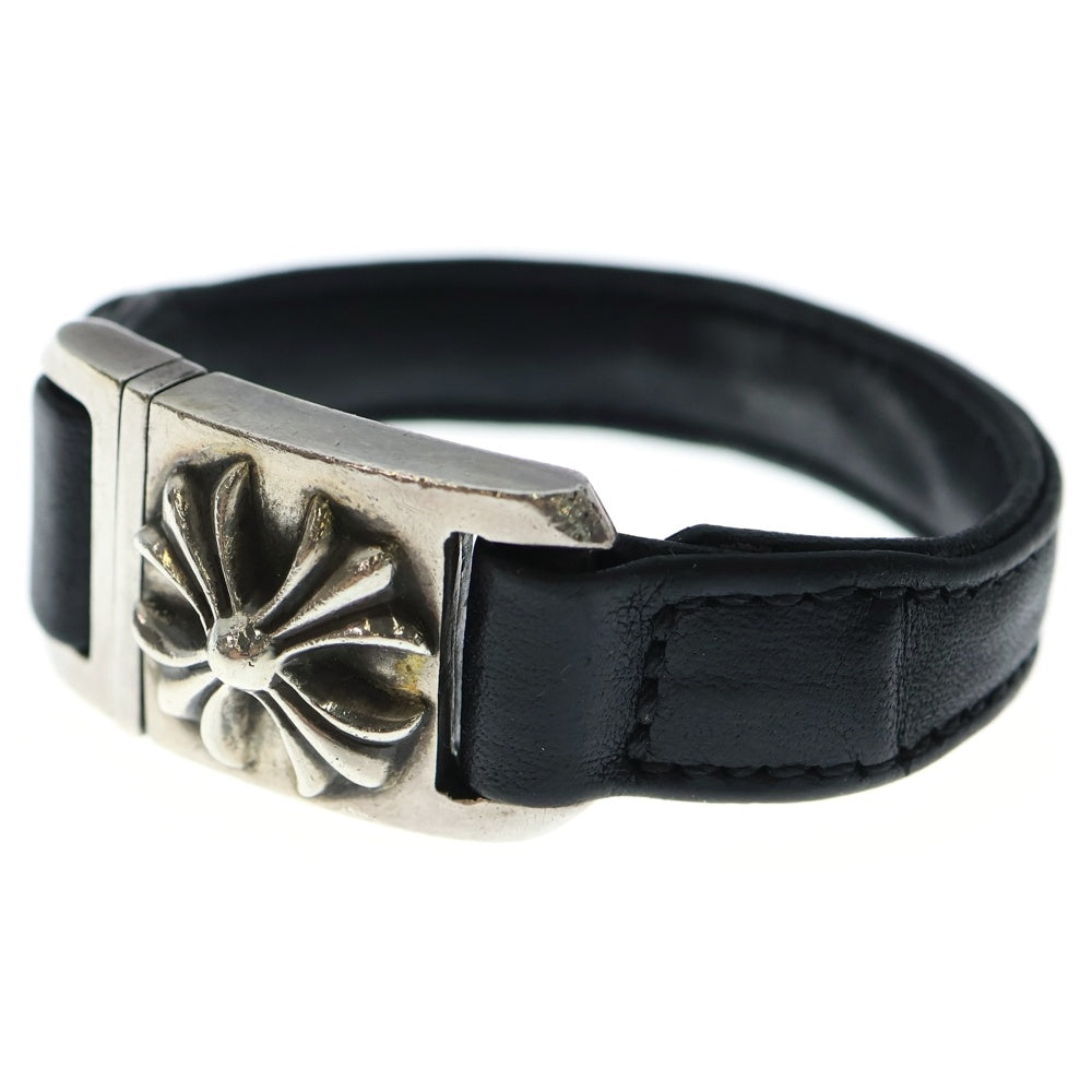 CHROME HEARTS(クロムハーツ) HARNESS CLASP ハーネスクラスプ レザーブレスレット ブラック/シルバー