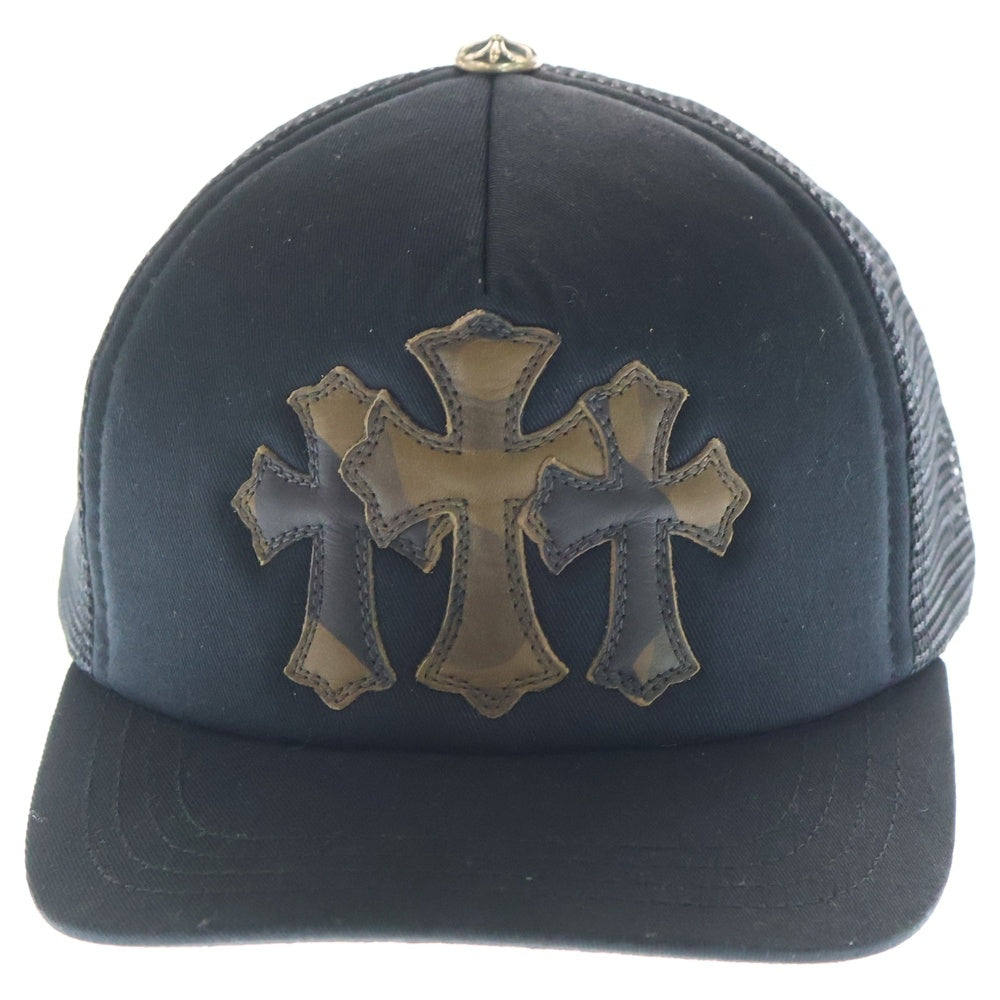 CHROME HEARTS(クロムハーツ) Cemetery Cross Patch Trucker Cap セメタリークロスパッチ トラッカー ベースボールキャップ 帽子 ブラック/カモ