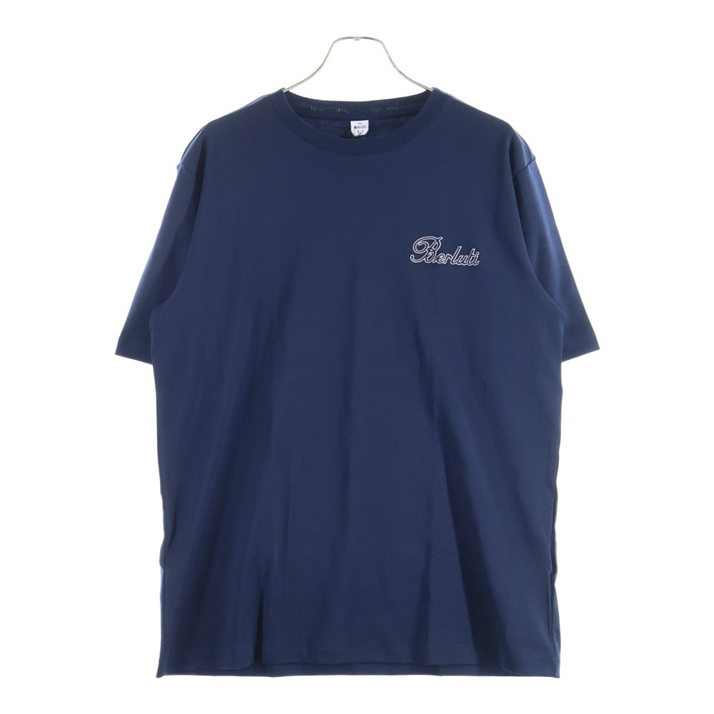 Berluti(ベルルッティ) Thabor スモールロゴ刺繍 クルーネック半袖Tシャツ ネイビー R26JRS124