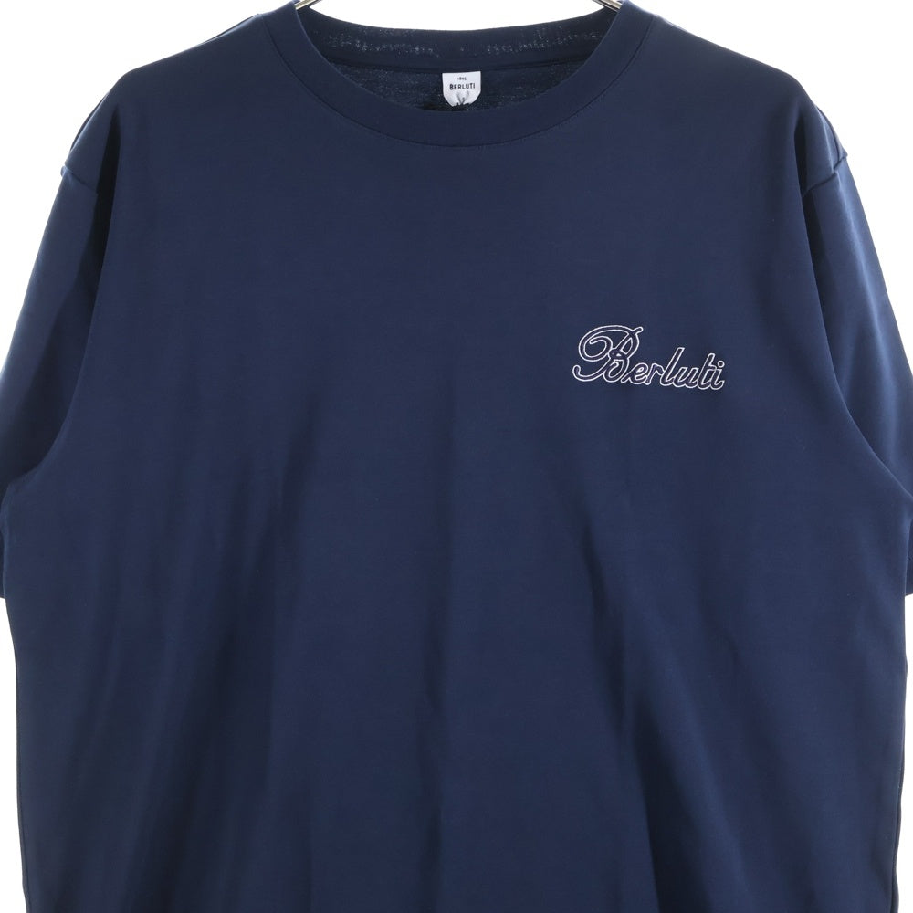Berluti(ベルルッティ) Thabor スモールロゴ刺繍 クルーネック半袖Tシャツ ネイビー R26JRS124