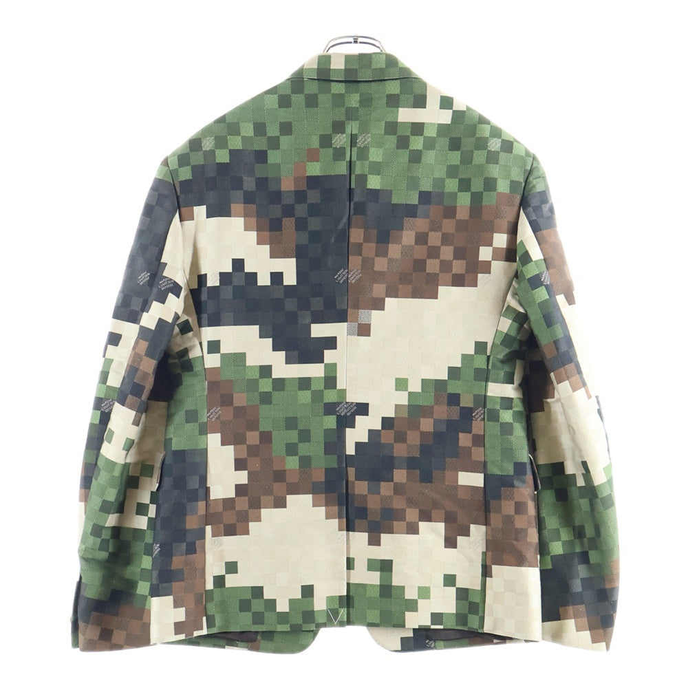 LOUIS VUITTON(ルイヴィトン) 24SS ダモフラージュ ダミエ ピクセル 迷彩 カモフラ総柄 2B テーラードジャケット ベージュ/カーキ RM241 HSB HQJ60E