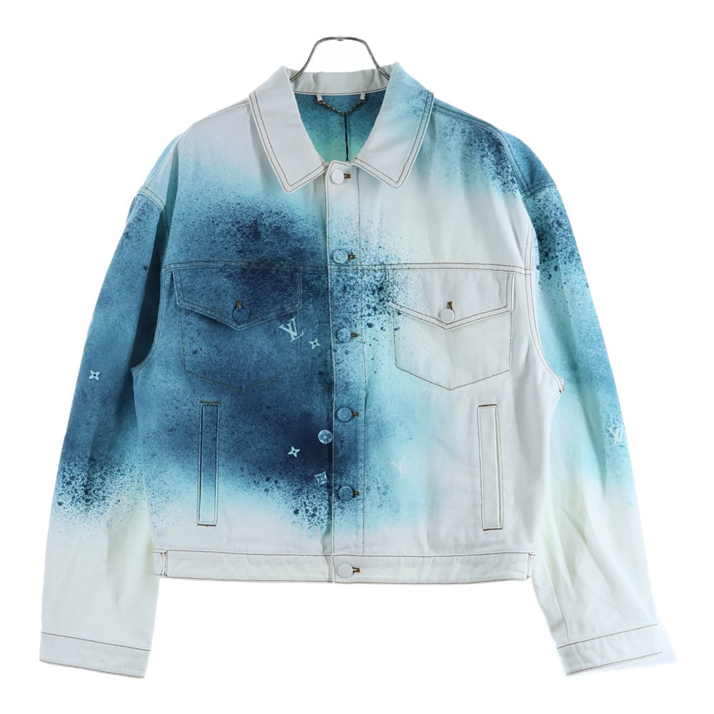 LOUIS VUITTON(ルイヴィトン) 23SS スプレーモノグラムデニムトラッカージャケット ホワイト/ブルー RM231M U14 HOA10W