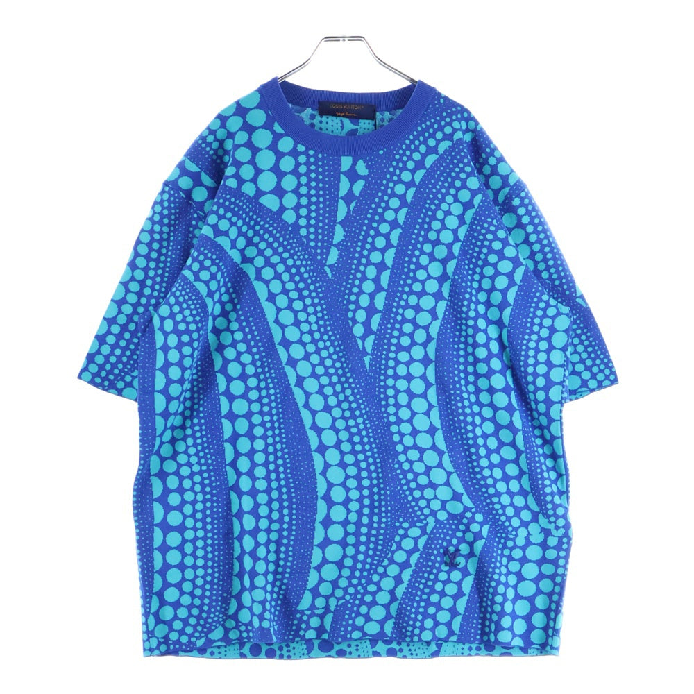 LOUIS VUITTON(ルイヴィトン) 23AW×草間彌生 オールオーバーパンプキン クルーネック半袖ニットセーター ブルー RM232H JL4 HON38W