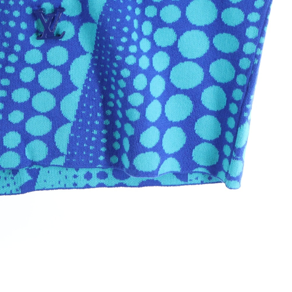 LOUIS VUITTON(ルイヴィトン) 23AW×草間彌生 オールオーバーパンプキン クルーネック半袖ニットセーター ブルー RM232H JL4 HON38W