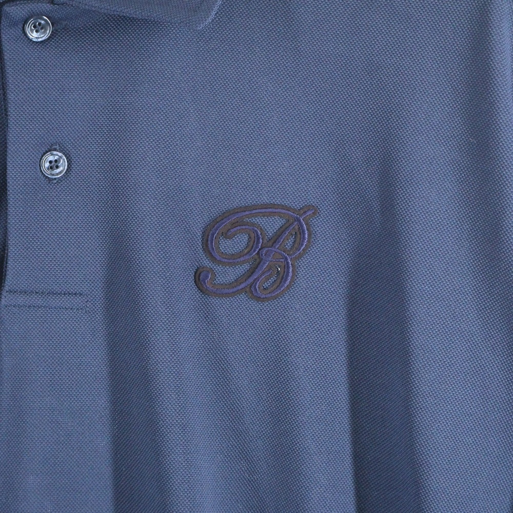 Berluti(ベルルッティ) ロゴ刺繍 ロングスリーブポロシャツ 長袖 ネイビー R25JPL08