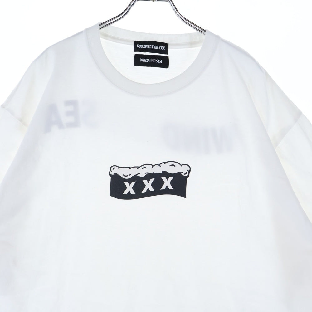 WIND AND SEA(ウィンダンシー) ×GOD SELECTION XXX ×ゴッドセレクション コラボ フロントデザイン 半袖Tシャツ カットソー ホワイト