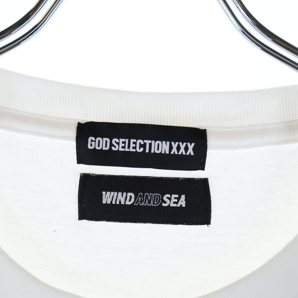 WIND AND SEA(ウィンダンシー) ×GOD SELECTION XXX ×ゴッドセレクション コラボ フロントデザイン 半袖Tシャツ カットソー ホワイト