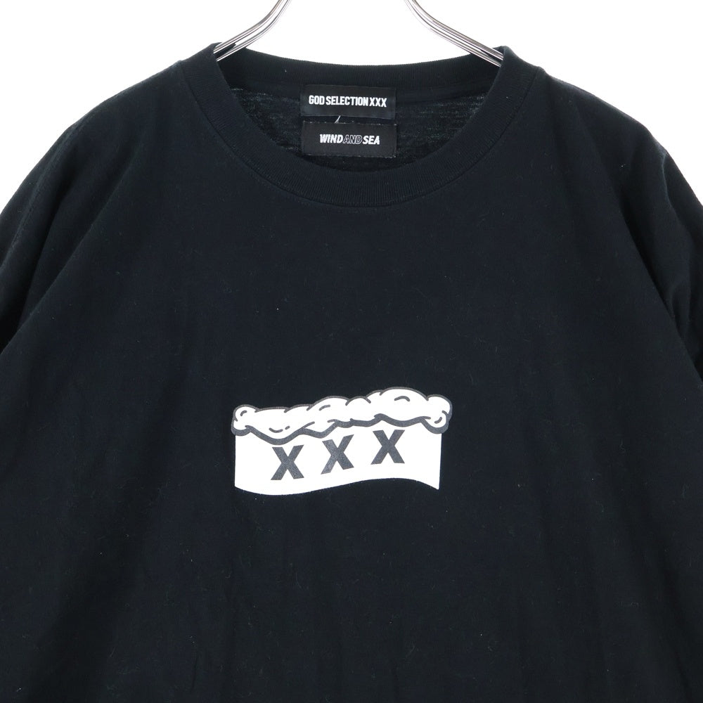 WIND AND SEA(ウィンダンシー) ×GOD SELECTION XXX ×ゴッドセレクション コラボ フロントデザイン 長袖Tシャツ ブラック