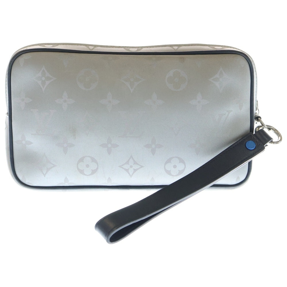 LOUIS VUITTON(ルイヴィトン) モノグラム サテライト アルファクラッチ フラップ付レザー切替ロゴキャンバスハンドバッグ シルバー M44171 CA5108