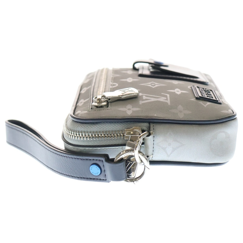 LOUIS VUITTON(ルイヴィトン) モノグラム サテライト アルファクラッチ フラップ付レザー切替ロゴキャンバスハンドバッグ シルバー M44171 CA5108