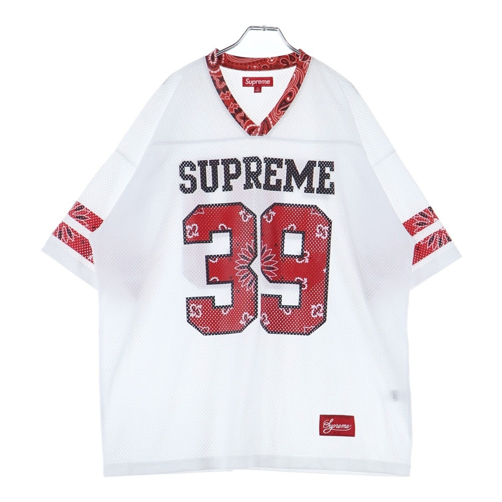 SUPREME(シュプリーム) 25SS Bandana Football Jersey バンダナ フットボールジャージ メッシュカットソー半袖Tシャツ ホワイト/レッド