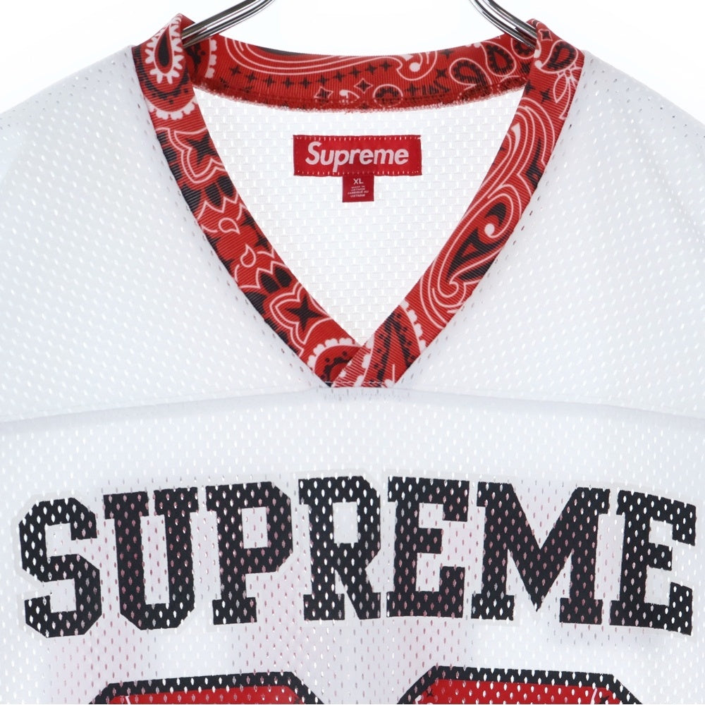 SUPREME(シュプリーム) 25SS Bandana Football Jersey バンダナ フットボールジャージ メッシュカットソー半袖Tシャツ ホワイト/レッド