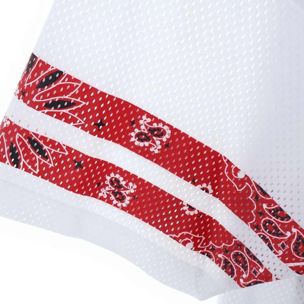 SUPREME(シュプリーム) 25SS Bandana Football Jersey バンダナ フットボールジャージ メッシュカットソー半袖Tシャツ ホワイト/レッド