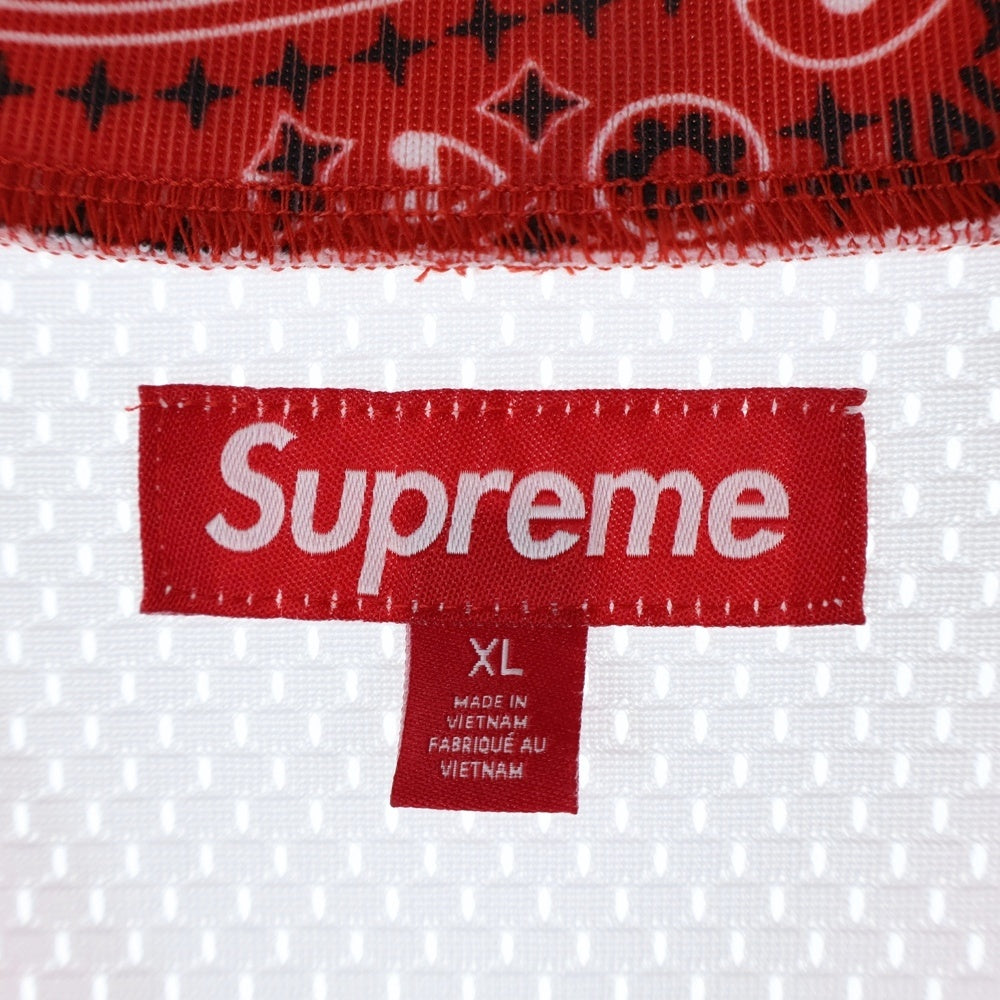 SUPREME(シュプリーム) 25SS Bandana Football Jersey バンダナ フットボールジャージ メッシュカットソー半袖Tシャツ ホワイト/レッド