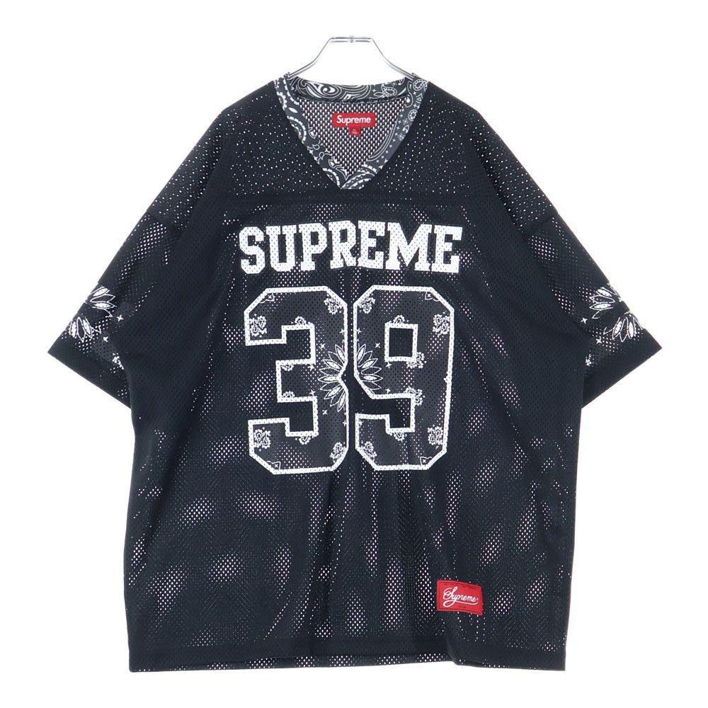 SUPREME(シュプリーム) 25SS Bandana Football Jersey バンダナ フットボールジャージ メッシュカットソー 半袖Tシャツ ブラック