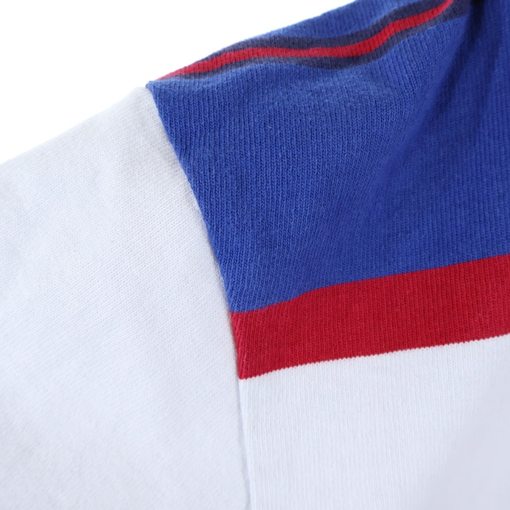 SUPREME(シュプリーム) 24AW Hooded Rugby ロゴ刺繍 フーデッド ボーダーラグビーパーカー ブルー/ホワイト